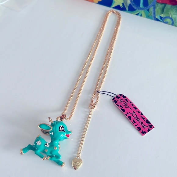 Betsey Johnson Style Necklace Multicolored Bambi Pendant Chain - Picture 5 of 11